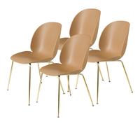Sedia da Pranzo Beetle Base Conica/Ottone Semi Opaco/ Ambra Marrone 4 Pz.