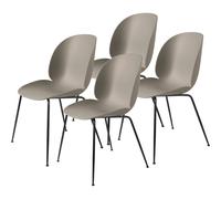 Sedia da Pranzo Beetle con Base conica/Nero Opaco/Beige Nuovo 4 Pezzi.