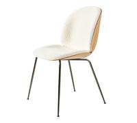 Sedia da Pranzo Beetle Impiallacciata con Scocca Karakorum 001 con Gambe in Cromo Nero