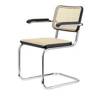 Sedia da Pranzo Cantilever Thonet S 64 V con Braccioli Cromo/faggio Tinto Nero