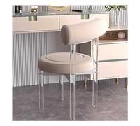 Sedia da pranzo con schienale in acrilico trasparente, sedia da toeletta semplice e leggera, sedia da trucco in cristallo avanzato, cuscino del sedile impermeabile in PU, design a forma di C dello sch