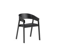 Sedia da Pranzo Cover con Braccioli Rivestita in Pelle Nero