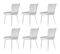 Sedia da pranzo dal design moderno con superficie vellutata, schienale a righe verticali, seduta imbottita, supporto lombare ergonomico, gambe in metallo stabili (grigio+argento, 6)