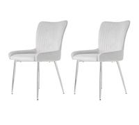 Sedia da pranzo dal design moderno con superficie vellutata, schienale a righe verticali, seduta imbottita, supporto lombare ergonomico, gambe in metallo stabili (grigio+argento, 2)
