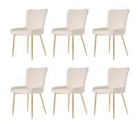 Sedia da pranzo dal design moderno con superficie vellutata, schienale a righe verticali, seduta imbottita, supporto lombare ergonomico, gambe in metallo stabili (beige+oro, 6)