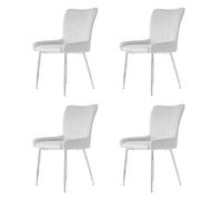 Sedia da pranzo dal design moderno con superficie vellutata, schienale a righe verticali, seduta imbottita, supporto lombare ergonomico, gambe in metallo stabili (grigio+argento, 4)