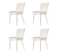 Sedia da pranzo dal design moderno con superficie vellutata, schienale a righe verticali, seduta imbottita, supporto lombare ergonomico, gambe in metallo stabili (beige+argento, 4)
