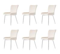 Sedia da pranzo dal design moderno con superficie vellutata, schienale a righe verticali, seduta imbottita, supporto lombare ergonomico, gambe in metallo stabili (beige+argento, 6)