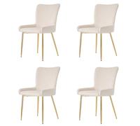 Sedia da pranzo dal design moderno con superficie vellutata, schienale a righe verticali, seduta imbottita, supporto lombare ergonomico, gambe in metallo stabili (beige+oro, 4)