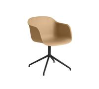 Sedia da Pranzo Fiber con Braccioli e Base Girevole Ocra/ Nero