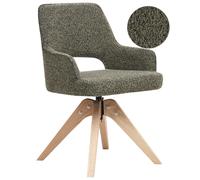 Sedia da pranzo girevole con schienale curvo tessuto boucle verde Moravia