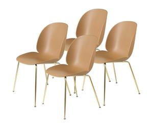 Sedia da Pranzo GUBI Beetle Base Conica/Ottone Semi Opaco/ Ambra Marrone 4 Pz.