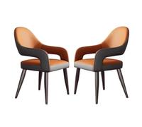 Sedia da Pranzo Imbottita in Similpelle con braccioli, Sedia da Cucina Moderna di metà secolo con Gambe in Metallo, Comoda Poltrona da scrivania for Ristorante(2pcs)