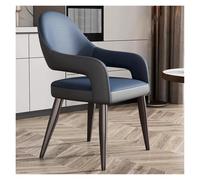 Sedia da Pranzo Imbottita in Similpelle con braccioli, Sedia da Cucina Moderna di metà secolo con Gambe in Metallo, Comoda Poltrona da scrivania for Ristorante(Blauw)