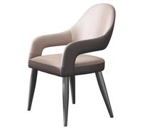 Sedia da Pranzo Imbottita in Similpelle con braccioli, Sedia da Cucina Moderna di metà secolo con Gambe in Metallo, Comoda Poltrona da scrivania for Ristorante(Gray-1)
