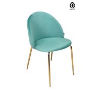 SAMIRA Sedia da pranzo imbottita in velluto verde tiffany mod. Nicole (Verde Tiffany, 1 pz)