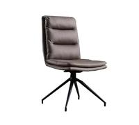 Sedia da pranzo imbottita moderna in pelle impermeabile con schienale alto senza braccioli, capacità di carico 300 kg, in acciaio al carbonio A3, 53 x 41 x 89 cm, 7 kg, grigio scuro