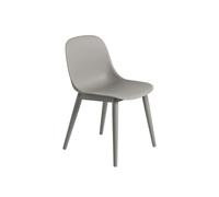 Sedia da Pranzo in Fibra con Base in Legno Grigio