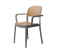 Sedia da pranzo in rattan per interni ed esterni, sedia moderna con braccioli per bistrot per patio ristorante