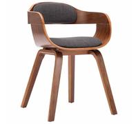 Sedia da pranzo in tessuto e legno curvo, grigio scuro, sedia da pranzo tappezzata, braccio ergonomico, struttura robusta, durevole, facile da pulire