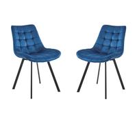 Sedia da pranzo in velluto Blu e gambe metallo nero - Roma 2 sedie
