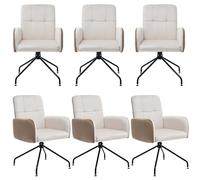 Sedia da pranzo in velluto con schienale ergonomico girevole, braccioli rimovibili, struttura in metallo, seduta imbottita, morbida imbottitura per soggiorno, ufficio, sala conferenze (beige, 6)