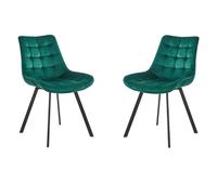 Sedia da pranzo in velluto Verde e gambe metallo nero - Roma 2 sedie