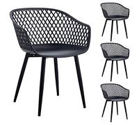 Sedia da pranzo Madeira, bella sedia da cucina dal design retrò, comoda sedia da pranzo in set da 4, pratica sedia da pranzo in plastica nera