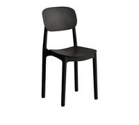 Sedia da pranzo moderna impilabile in plastica con schienale quadrato, sedie modellate contemporanee per sala da pranzo, design elegante nero, salvaspazio, comodi posti a sedere