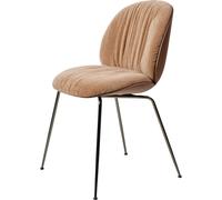 Sedia da Pranzo Morbida Beetle , Cromo Nero/ Noce Americano/pelle Scamosciata speciale/Dedar 132
