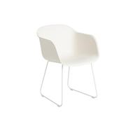Sedia da Pranzo Muuto Fiber con Braccioli e Base A Slitta Bianco