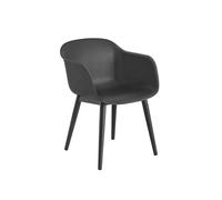 Sedia da Pranzo Muuto Fiber con Braccioli e Base in Legno Nero