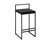 Sedia da Pranzo | Sgabello da Bar in Metallo Nero con Retro Pieno, Sgabello poggiapiedi Cuscino in Flanella con poggiapiedi e Schienale, Barra | Pub | Café Bar Counter Stool Max. Carica 440Lb