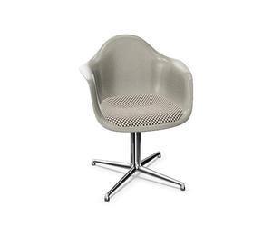 Sedia da Pranzo Vitra Eames in Fibra di Vetro DAL con Cuscino Del Sedile, Colore Terra D'ombra Grezza/a Scacchi/ Cromo