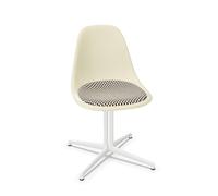 Sedia da Pranzo Vitra Eames in Fibra di Vetro DSL con Cuscino Del Sedile, Pergamena/scacchiera/bianco Liscio