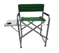 Sedia da Regista Pieghevole con Tavolino Laterale e Porta Bicchiere per Campeggio Giardino Pesca e Outdoor in Metallo e Tessuto Poliestere 600D cm 83x47x80 poltrona Comfort (verde)