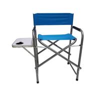 Sedia da Regista Pieghevole con Tavolino Laterale e Porta Bicchiere per Campeggio Giardino Pesca e Outdoor in Metallo e Tessuto Poliestere 600D cm 83x47x80 poltrona Comfort (celeste)