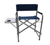 Sedia da Regista Pieghevole con Tavolino Laterale e Porta Bicchiere per Campeggio Giardino Pesca e Outdoor in Metallo e Tessuto Poliestere 600D cm 83x47x80 poltrona Comfort (blu)
