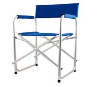 Sedia da Regista Pieghevole in Alluminio e Tessuto Oxford Blu