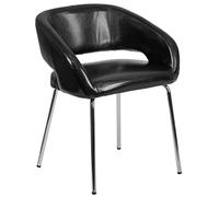 Sedia da ricevimento Laterale Morbida in Pelle Nera Moderna Flash Furniture Serie Fusion