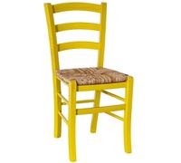 Sedia da sala da pranzo legno venezia giallo con seduta in paglia di riso