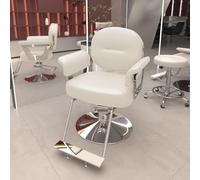 Sedia da Salone idraulica Professionale - Trono per Lo Styling Regolabile a 360° con Schiuma Ortopedica e Pelle Premium per studi di Bellezza,Bianca,A