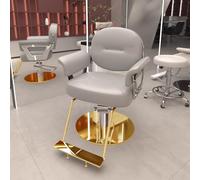Sedia da Salone idraulica Professionale - Trono per Lo Styling Regolabile a 360° con Schiuma Ortopedica e Pelle Premium per studi di Bellezza,Grigio,C