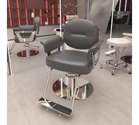 Sedia da Salone idraulica Professionale - Trono per Lo Styling Regolabile a 360° con Schiuma Ortopedica e Pelle Premium per studi di Bellezza,Grigio,B
