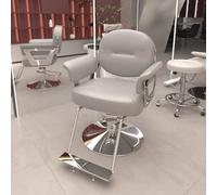 Sedia da Salone idraulica Professionale - Trono per Lo Styling Regolabile a 360° con Schiuma Ortopedica e Pelle Premium per studi di Bellezza,Grigio,A