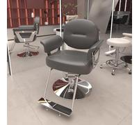Sedia da Salone idraulica Professionale - Trono per Lo Styling Regolabile a 360° con Schiuma Ortopedica e Pelle Premium per studi di Bellezza,Grigio,A