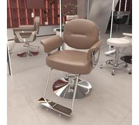 Sedia da Salone idraulica Professionale - Trono per Lo Styling Regolabile a 360° con Schiuma Ortopedica e Pelle Premium per studi di Bellezza,Marrone,A