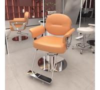 Sedia da Salone idraulica Professionale - Trono per Lo Styling Regolabile a 360° con Schiuma Ortopedica e Pelle Premium per studi di Bellezza,Arancia,B