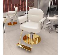 Sedia da Salone idraulica Professionale - Trono per Lo Styling Regolabile a 360° con Schiuma Ortopedica e Pelle Premium per studi di Bellezza,Bianca,C
