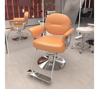 Sedia da Salone idraulica Professionale - Trono per Lo Styling Regolabile a 360° con Schiuma Ortopedica e Pelle Premium per studi di Bellezza,Arancia,A